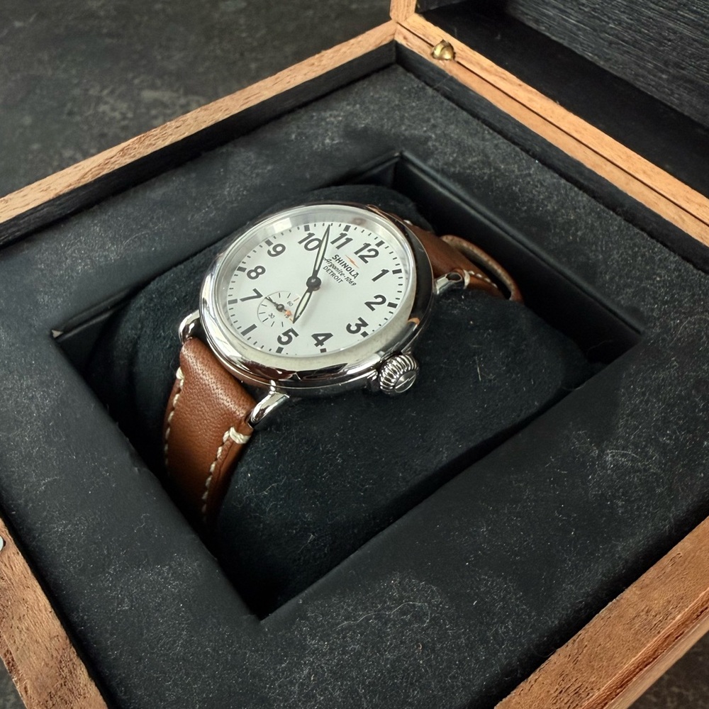 36 mm Shinola Runwell Brown Leather Strap Watch